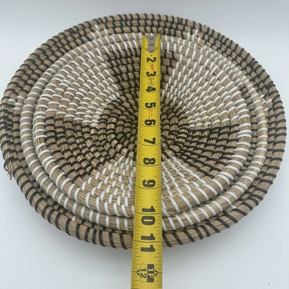 Boho Coiled Seagrass Baskets Decorative Set Of 3  14